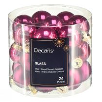 Article Mini boules en verre boules de sapin de Noël rose Ø2,5cm 22 pcs