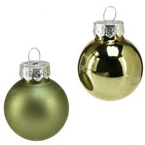 Article Mini boules de sapin de Noël verre vert mix Ø2,5cm 22 pcs