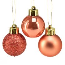 Article Mini boules de sapin de Noël orange incassables Ø3cm 14pcs