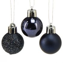 Article Mini boules de Noël mélange incassable bleu Ø3cm 14 pcs