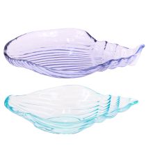 Article Assiette coquillage décorative escargot bol en verre bleu 19,5/21 cm 2 pièces