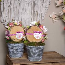 Cache-pot shabby chic cache-pot métal coeur Ø17cm H13.5cm