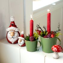 Article Jolie figurine de Père Noël en céramique, rouge et blanc, 10 cm - décoration de Noël parfaite - 4 pièces
