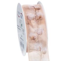 Article Ruban d'organza, fleurs de coton, ruban décoratif, rose, 40 mm, 15 m