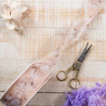 Article Ruban d'organza, fleurs de coton, ruban décoratif, rose, 40 mm, 15 m