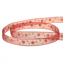 Article Ruban Organza rouge avec étoiles scintillantes – Ruban de Noël 10mm 20m