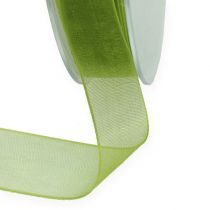 Article Ruban organza vert ruban cadeau bord tissé vert olive 15mm 50m