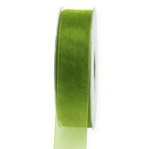 Article Ruban organza vert ruban cadeau tissé bord vert olive 25mm 50m