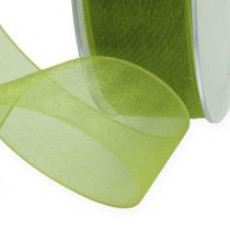 Article Ruban organza vert ruban cadeau tissé bord vert olive 25mm 50m
