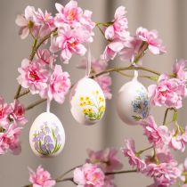 Article Œufs de Pâques ornés de délicats motifs floraux pour une décoration festive dans le salon, 6 cm, lot de 6