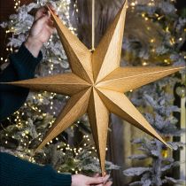 Article Étoile de Noël lumineuse en papier doré 60 cm décoration festive