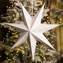 Article Étoiles décoratives en papier blanc 45 cm avec perforations pour éclairage
