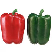 Article Décoration Paprika filet artificiel rouge vert Ø8cm H11,5cm 4 pièces