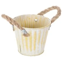 Article Pot de fleurs décoratif en métal avec poignées, rose/vert/jaune, style shabby chic, Ø 12 cm, H 10 cm, lot de 3