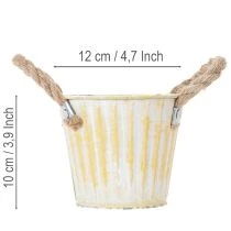 Article Pot de fleurs décoratif en métal avec poignées, rose/vert/jaune, style shabby chic, Ø 12 cm, H 10 cm, lot de 3