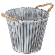 Article Pot de fleurs décoratif avec poignées, pot en métal pour plantation Ø 25,5 cm