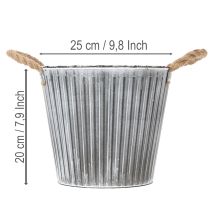 Article Pot de fleurs décoratif avec poignées, pot en métal pour plantation Ø 25,5 cm