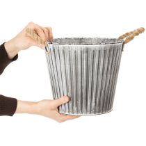 Article Pot de fleurs décoratif avec poignées, pot en métal pour plantation Ø 25,5 cm