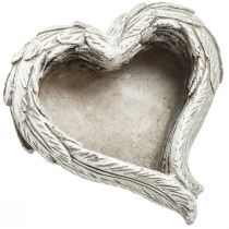 Article Plumes de coeur végétal coeur en pierre moulée gris blanc 13×12×6cm 2pcs