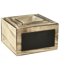 Article Boîtes rustiques en bois avec surfaces de tableau noir – Naturel et noir, différentes tailles – Solution d'organisation polyvalente – Lot de 3