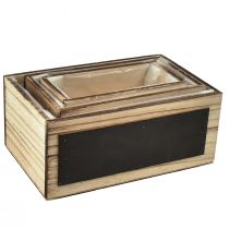 Article Coffrets décoratifs en bois avec surface en tableau noir – naturel et noir, différentes tailles – rangement pratique et élégant – lot de 3