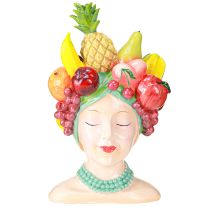 Article Vase exotique Buste de femme avec fruits tropicaux H22cm