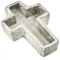 Article Croix pour plantes aspect béton, croix pour bol à plantes 14,5x21x5cm