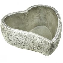Article Bol à plantes coeur décoration tombe coeur végétal gris blanc 18×19cm H7,5cm