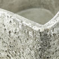Article Bol à plantes coeur décoration tombe coeur végétal gris blanc 18×19cm H7,5cm