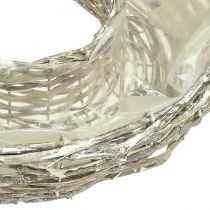 Article Jardinière en osier, blanche, aspect naturel, anneau décoratif pour aménagement de jardin créatif, Ø 35/30 cm, lot de 2, polyvalente