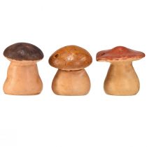 Article Figurines de champignons joyeux avec visages - différentes nuances de marron, 6,5 cm - décoration amusante pour le jardin et la maison - 3 pcs