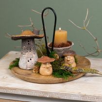 Article Figurines de champignons joyeux avec visages - différentes nuances de marron, 6,5 cm - décoration amusante pour le jardin et la maison - 3 pcs