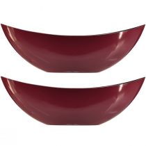 Article Bol demi-lune moderne rouge foncé en plastique 39 cm - polyvalent pour la décoration - 2 pièces