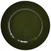 Article Assiette élégante en plastique vert foncé 28 cm 4pcs