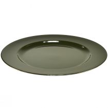 Article Assiette élégante en plastique vert foncé 28 cm 4pcs
