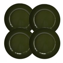 Article Assiette élégante en plastique vert foncé 28 cm 4pcs