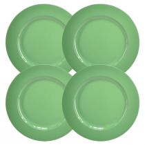 Article Assiette en plastique vert robuste – 28 cm, parfaite pour la décoration quotidienne et les activités de plein air – Lot de 4