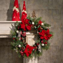 Article Magnifique étoile de Noël - Poinsettia en rouge - 46 cm 6pcs 2 bouquet