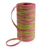 Article Ruban en raphia Bicolor vert pomme-rose 200 m