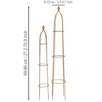 Article Obélisque en métal aspect rouille avec treillis, 69/86 cm, lot de 2