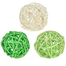 Article Boules de rotin vert clair vert crème assorties rotin Ø5cm 24 pcs
