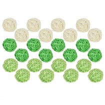 Article Boules de rotin vert clair vert crème assorties rotin Ø5cm 24 pcs