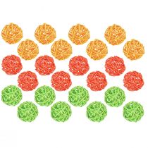 Article Boules de rotin décoration de table rotin vert jaune orange assorti Ø5cm 24 pièces