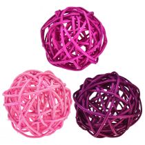 Article Boules de rotin rose clair rose violet assortis rotin Ø5cm 24 pcs