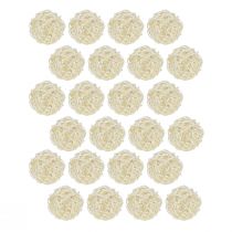 Article Boules décoratives en rotin blanchi, rotin couleur crème, Ø5 cm, lot de 24.