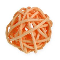 Article Boule en rotin orange, abricot, blanchie 72 pcs
