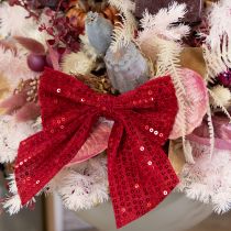 Article Lot de 4 nœuds cadeaux en velours rouge à paillettes 12 cm