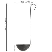 Article Pot de plantation, truelle décorative, anthracite, Ø 12,5 cm, lot de 3