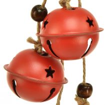 Article Suspendu décoratif de Noël avec clochettes rouges en métal – Lot de 2, 28 cm