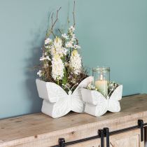 Article Pot de fleurs papillon en métal vert 22,5/30 cm, lot de 2